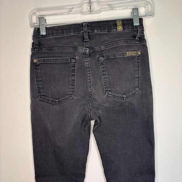 7 FOR ALL MANKIND High Waist Ankle Skinny Jean Womens 24 Charcoal Stretch - Picture 2 of 7